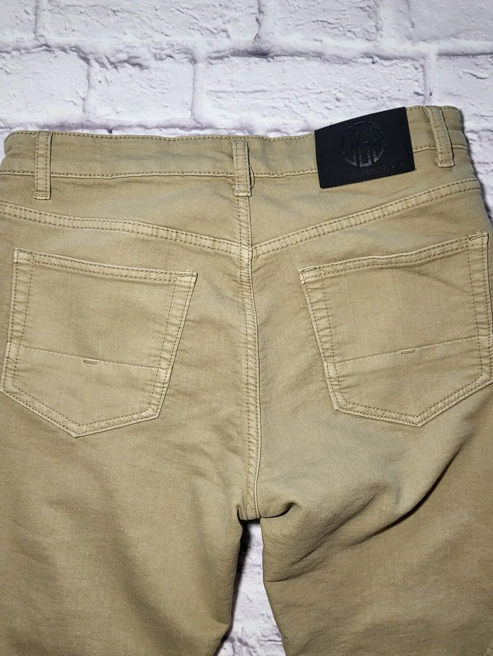 VGB Vintage Genes Black Mens Comfort Jeans Khaki Tan 30x32 Stretchy Terry Denim